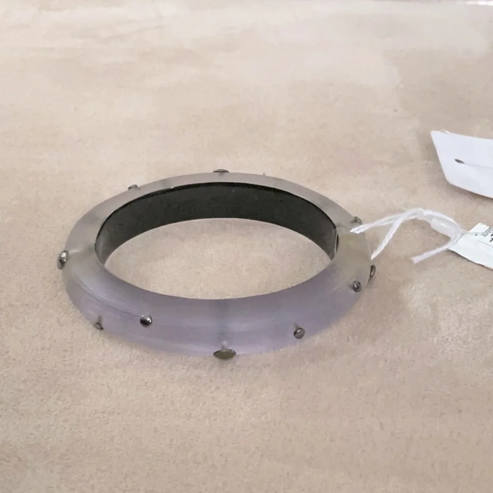 **Alexis Bittar Lavender Hue Lucite with Chrome Studs Hinged Bracelet** - Picture 1 of 4